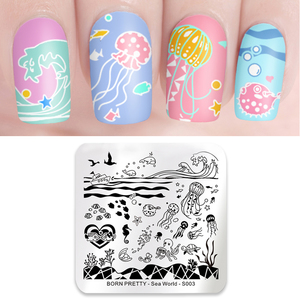 Born Pretty Square Nail Art Stamping Plate - Sea World-S003 Jellyfish