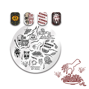 Born Pretty Round Nail Art Stamping Plate - Halloween BP-R002 Pumpkin Zombie