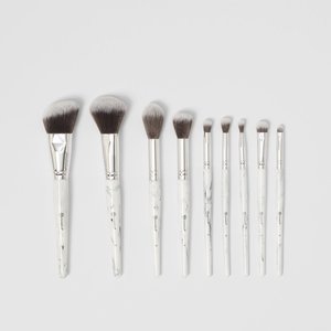 BH Cosmetics White Marble - 9 Piece Brush Set with Angled Brush Holder
